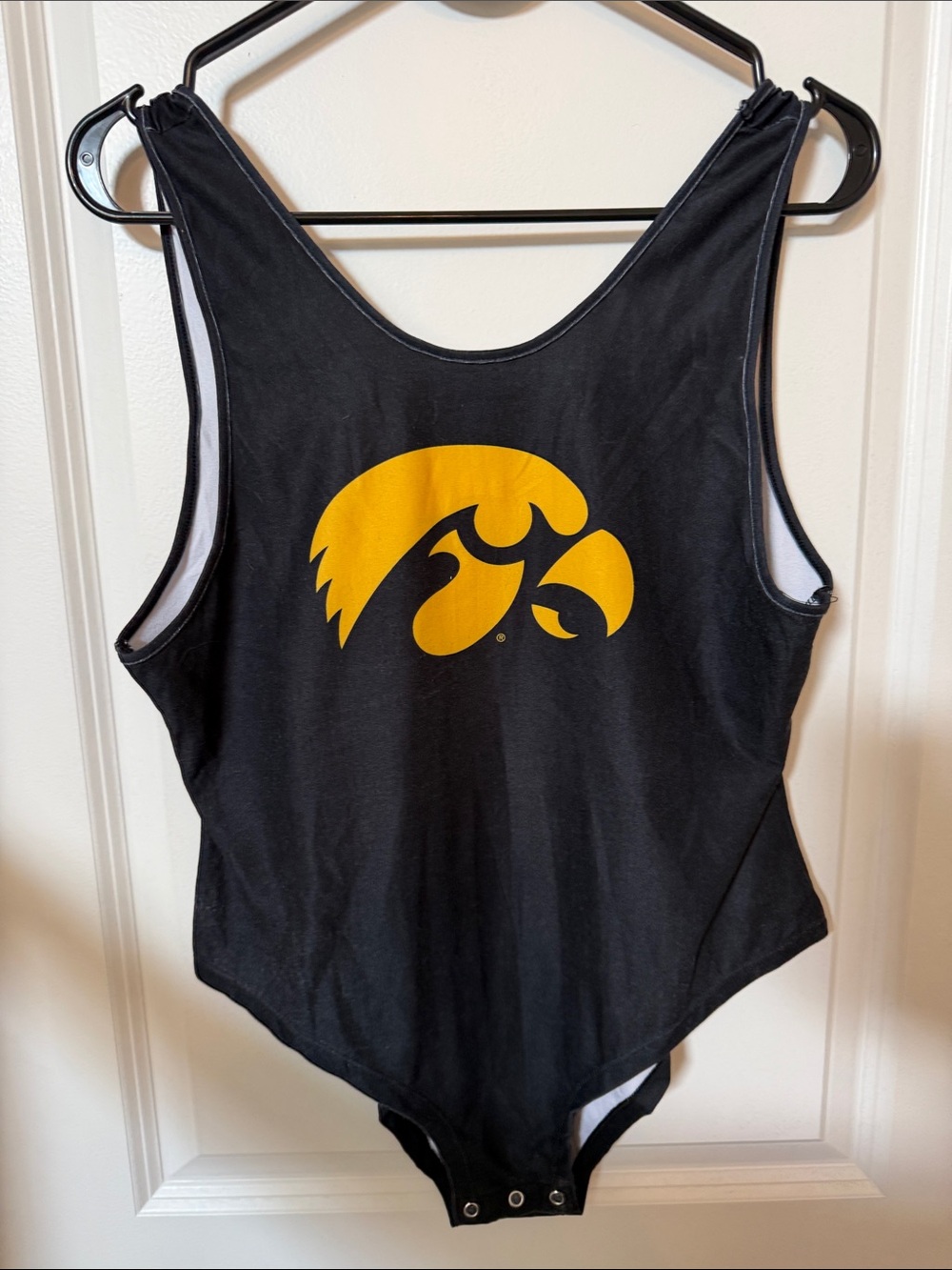 University of Iowa Hawkeyes Women's Sleeveless Bodysuit with Yellow Hawkeye Logo